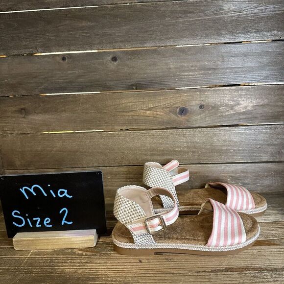 New NWOB Big Kids Mia Esmee Peach/Off White Sandal Sandals Size‎ 2 Y - Picture 1 of 6